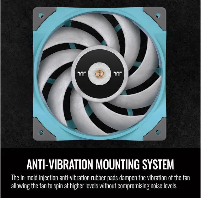 Alt view image 6 of 6 - Thermaltake ToughFan 12 Turquoise High Static Pressure 2000 PWM, Metal-Reinforced Motor Hub, Gen.2 Hydraulic Bearing 120mm Case/Radiator Fan CL-F117-PL12TQ-A