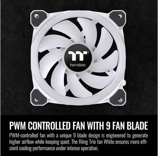 Alt view image 3 of 6 - Thermaltake Riing Trio White 120mm 16.8 Million RGB Color (Alexa, Razer Chroma) Software Enabled 3 Light Rings 30 Addressable LED 9 Blades Hydraulic Bearing Case/Radiator Fan, 3 Pack, CL-F126-PL12SW-A