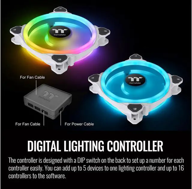 Alt view image 4 of 6 - Thermaltake Riing Trio White 120mm 16.8 Million RGB Color (Alexa, Razer Chroma) Software Enabled 3 Light Rings 30 Addressable LED 9 Blades Hydraulic Bearing Case/Radiator Fan, 3 Pack, CL-F126-PL12SW-A