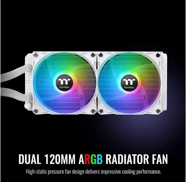 Alt view image 3 of 7 - Thermaltake TH240 ARGB Motherboard Sync Snow Edition Intel LGA1700 Ready/AMD All-in-One Liquid Cooling System 240mm High Efficiency Radiator CPU Cooler CL-W301-PL12SW-B