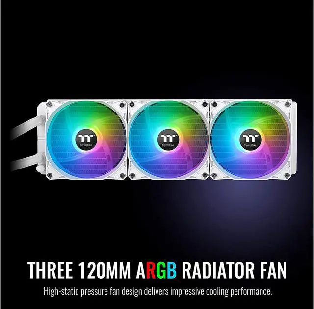 Alt view image 3 of 7 - Thermaltake TH360 ARGB Motherboard Sync Snow Edition Intel LGA1700 Ready/AMD All-in-One Liquid Cooling System 360mm High Efficiency Radiator CPU Cooler CL-W302-PL12SW-B