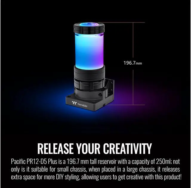 Alt view image 5 of 6 - Thermaltake PR12-D5 Plus, 250ml, RBG Software Enabled (TT RGB Plus/Alexa/Razer Chroma), 5-Speed D5 Pump/Reservoir Combo, 360-degree Rotary Cap, CL-W338-PL00SW-A