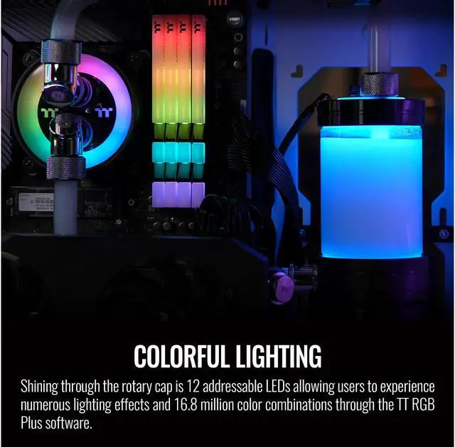 Alt view image 6 of 6 - Thermaltake PR12-D5 Plus, 250ml, RBG Software Enabled (TT RGB Plus/Alexa/Razer Chroma), 5-Speed D5 Pump/Reservoir Combo, 360-degree Rotary Cap, CL-W338-PL00SW-A