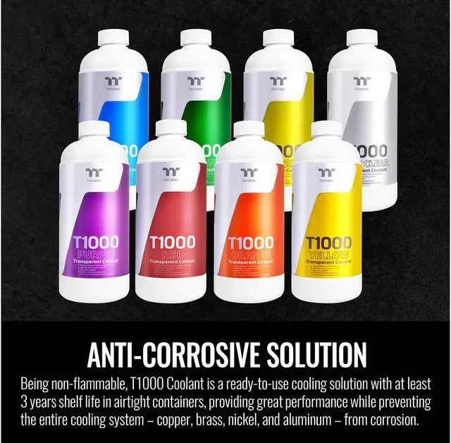 Alt view image 5 of 6 - Thermaltake T1000 Pure Clear Transparent 1000ml Coolant for PC Water Cooling, Anti-Corrosion, Anti-Freeze for Copper, Brass, Nickel and Aluminum CL-W245-OS00TR-A