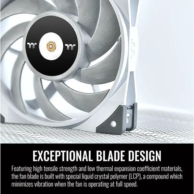 Alt view image 4 of 8 - Thermaltake ToughFan 12 White High Static Pressure 2000 PWM, Metal-Reinforced Motor Hub, Gen.2 Hydraulic Bearing 120mm Case/Radiator Fan (Single Pack) CL-F117-PL12WT-A