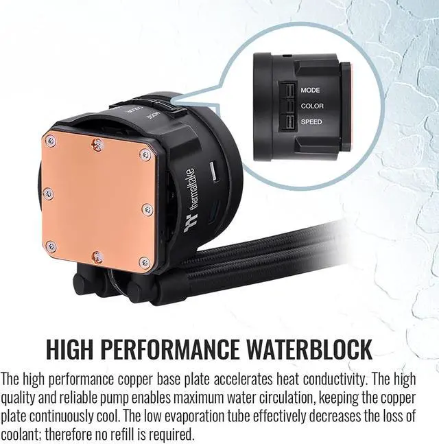 Alt view image 4 of 6 - Thermaltake TOUGHLIQUID 240 ARGB Motherboard Sync All-in-One Liquid CPU Cooler, CL-W319-PL12BL-B