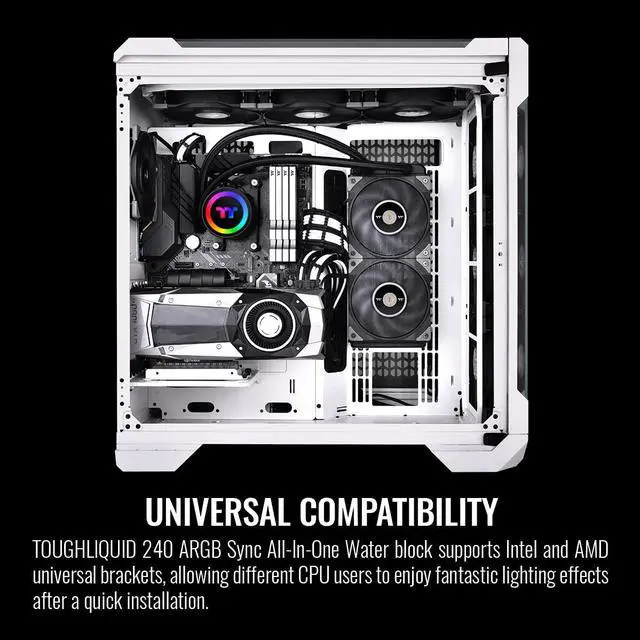 Alt view image 6 of 6 - Thermaltake TOUGHLIQUID 240 ARGB Motherboard Sync All-in-One Liquid CPU Cooler, CL-W319-PL12BL-B