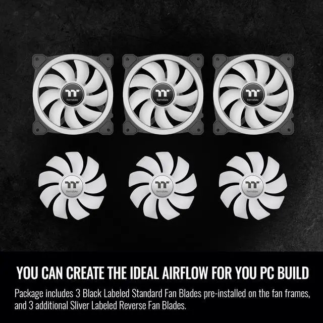 Alt view image 6 of 7 - Thermaltake SWAFAN 12 RGB Radiator Fan TT Premium Edition 3 Pack, Swappable Fan Blade Design, Customizable air flow direction, 2000 RPM., CL-F137-PL12SW-A