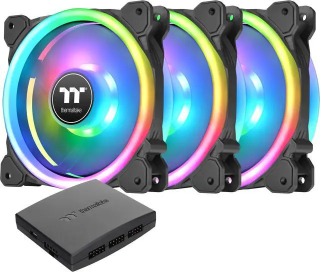 Main image of Thermaltake SWAFAN 14 RGB Radiator Fan TT Premium Edition 3 Pack, Swappable Fan Blade Design, Customizable air flow direction, 2000 RPM, CL-F138-PL14SW-A