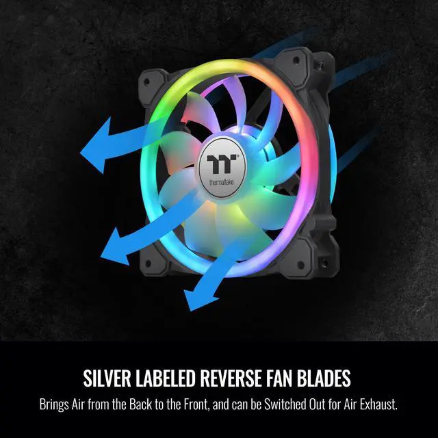 Alt view image 3 of 5 - Thermaltake SWAFAN 14 RGB Radiator Fan TT Premium Edition 3 Pack, Swappable Fan Blade Design, Customizable air flow direction, 2000 RPM, CL-F138-PL14SW-A