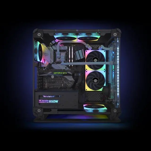 Alt view image 6 of 8 - Thermaltake TOUGHFAN 14 RGB Radiator Fan 3 Pack, 16.8 million RGB lighting, Max Air Flow 107 CFM, CL-F136-PL14SW-A