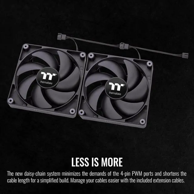 Alt view image 4 of 6 - Thermaltake CT120 PC Cooling Fan (2-Fan Pack), Daisy-Chain design, Fan speeds up to 2000 RPM, 120 mm Hydraulic bearing fan, Anti-vibration mounting, CL-F147-PL12BL-A