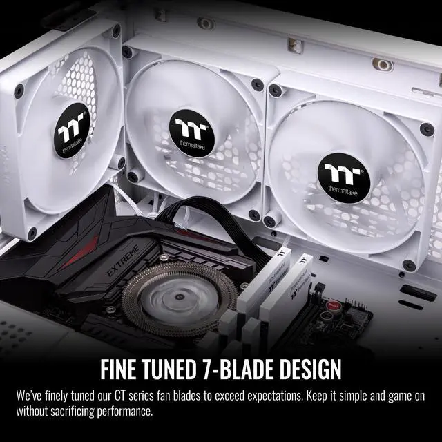 Alt view image 3 of 6 - Thermaltake CT140 PC Cooling Fan White (2-Fan Pack), Daisy-Chain design, Fan speeds up to 1500 RPM, 140 mm Hydraulic bearing fan, Anti-vibration mounting, CL-F152-PL14WT-A