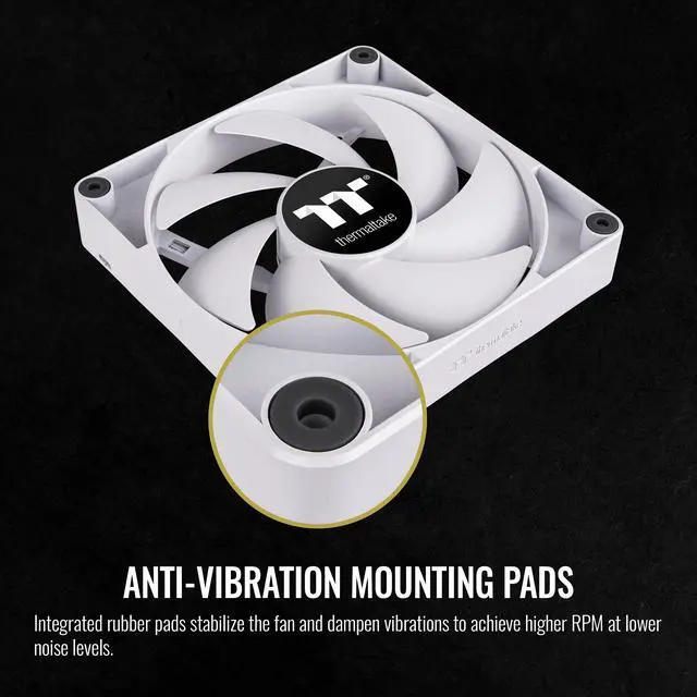 Alt view image 5 of 6 - Thermaltake CT140 PC Cooling Fan White (2-Fan Pack), Daisy-Chain design, Fan speeds up to 1500 RPM, 140 mm Hydraulic bearing fan, Anti-vibration mounting, CL-F152-PL14WT-A