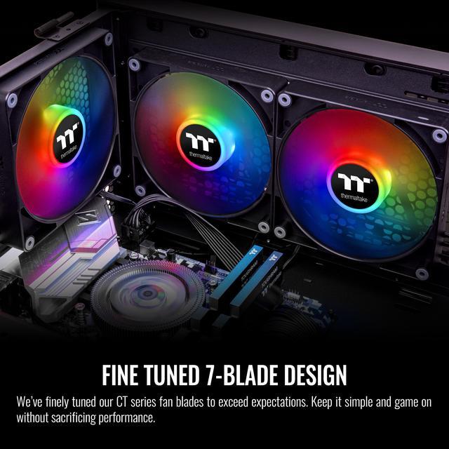 Alt view image 3 of 6 - Thermaltake CT120 ARGB Sync PC Cooling Fan (2-Fan Pack), 5V Motherboard Sync, 16.8 Million Colors 9 Addressable LEDs, 120 mm Hydraulic Bearing Case/Radiator Fan, CL-F149-PL12SW-A
