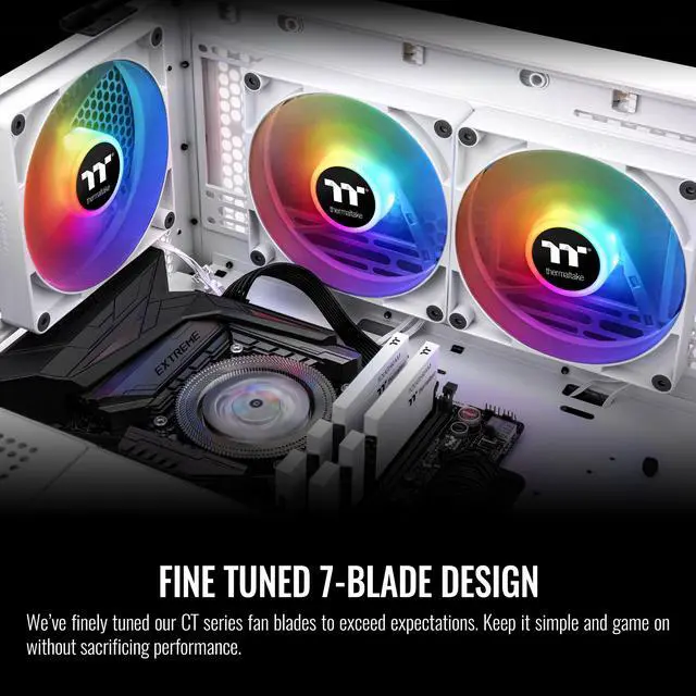 Alt view image 3 of 6 - Thermaltake CT140 ARGB Sync PC Cooling Fan White (2-Fan Pack), 5V Motherboard Sync, 16.8 Million Colors 9 Addressable LEDs, 140 mm Hydraulic Bearing Case/Radiator Fan, CL-F154-PL14SW-A