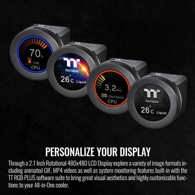 Alt view image 4 of 6 - Thermaltake TOUGHLIQUID Ultra 420 RGB CPU Liquid Cooler, AMD(AM5/AM4) Intel(LGA 1700/1200), 2.1 Inch Rotational LCD Display 2000RPM Radiator Fan, TT RGB Plus 2.0. Software, CL-W370-PL14SW-A