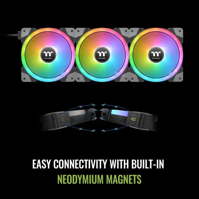 Alt view image 3 of 6 - Thermaltake SWAFAN EX 12 RGB PC Cooling Fan, 3 Pack, 500 ~ 2000 RPM, Magnetic Connection, Reversable Blades, controller included, CL-F143-PL12SW-A