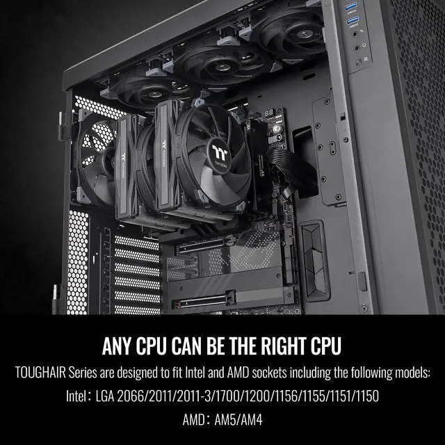 Alt view image 6 of 6 - Thermaltake TOUGHAIR 710 250W TDP CPU Cooler, Intel LGA 1700/1200, AMD AM5/AM4, Dual-Tower Dual Fan Design, Copper base with 7 heat pipes, CL-P110-CA14GM-A