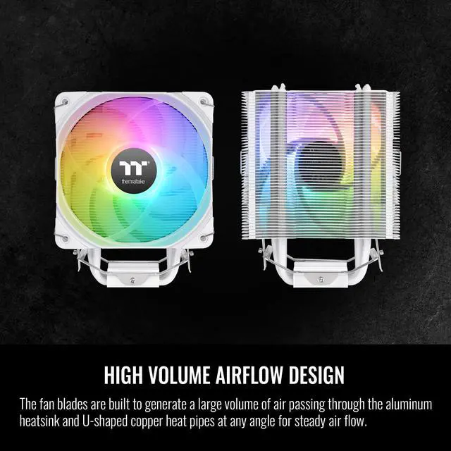 Alt view image 4 of 6 - Thermaltake UX200 SE White 5V Motherboard ARGB Sync 16.8 Million Colors 15 Addressable LED Intel/AM5/AMD (LGA 1700) Universal Socket Hydraulic Bearing 170W CPU Cooler CL-P116-AL12SW-A