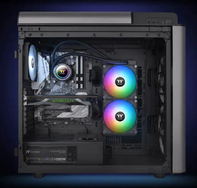 Alt view image 6 of 12 - Thermaltake TH280 ARGB Sync V2 CPU Liquid Cooler/AlO Liquid Cooling /Fan 140mm*2/PWM 500~2000 RPM/Mirror Waterblock/MB ARGB Sync Control, CL-W375-PL14SW-A