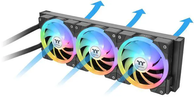 Alt view image 4 of 7 - Thermaltake MAGFloe 360 Ultra CPU Liquid Cooler/ Intel&AMD Compatible/ 3x120mm 500~2000rpm SWAFAN EX/ 360mm Radiator/ MAGForce 2.0/ 3.95" Square LCD/ Swappable Fan Blades/ Black/ CL-W432-PL12SW-A