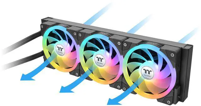 Alt view image 5 of 7 - Thermaltake MAGFloe 360 Ultra CPU Liquid Cooler/ Intel&AMD Compatible/ 3x120mm 500~2000rpm SWAFAN EX/ 360mm Radiator/ MAGForce 2.0/ 3.95" Square LCD/ Swappable Fan Blades/ Black/ CL-W432-PL12SW-A