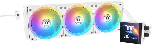Main image of Thermaltake MAGFloe 420 Ultra CPU Liquid Cooler/ Intel&AMD Compatible/ 3x140mm 500~2000rpm SWAFAN EX/ 420mm Radiator/ MAGForce 2.0/ 3.95" Square LCD/ Swappable Fan Blades/ Snow/ CL-W452-PL14SW-A