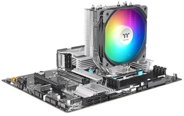 Alt view image 4 of 6 - Thermaltake UX400 ARGB CPU Cooler; 4xØ6mm Copper Heatpipes; 120mm PWM Fan; 700~1800 RPM; Intel/AMD Compatible; Single Tower; 240W TDP; Black; CL-P142-AL12SW-A