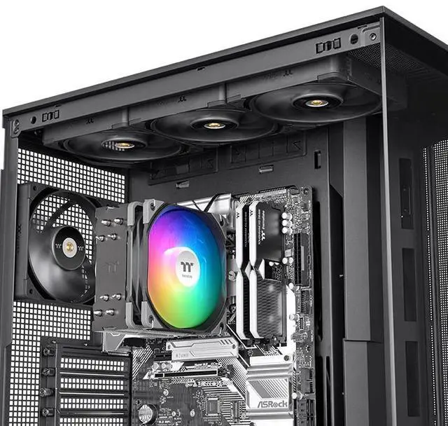 Alt view image 5 of 6 - Thermaltake UX400 ARGB CPU Cooler; 4xØ6mm Copper Heatpipes; 120mm PWM Fan; 700~1800 RPM; Intel/AMD Compatible; Single Tower; 240W TDP; Black; CL-P142-AL12SW-A