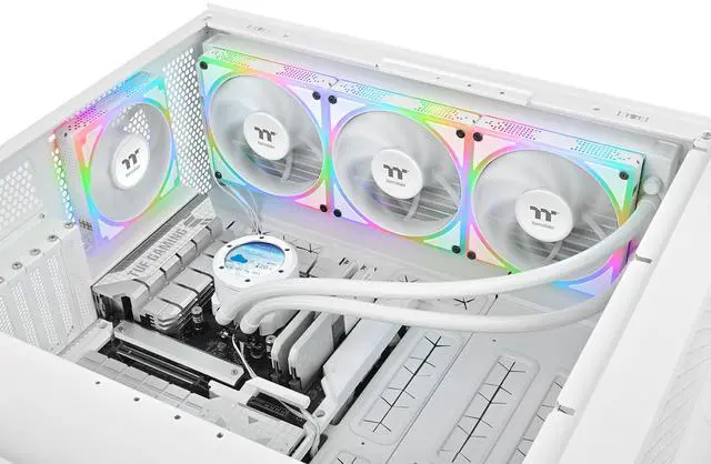 Alt view image 9 of 9 - Thermaltake Toughfan EX 140 ARGB Sync; 140mm; PWM 500~2000 RPM; MagForce 2.0; 3.04mm-H2O Static Pressure; Airflow 94.43 CFM; Hydraulic Bearing; 5V 3-Pin Motherboard Sync; 3-Pack; White; CL-F213-PL14SW-A