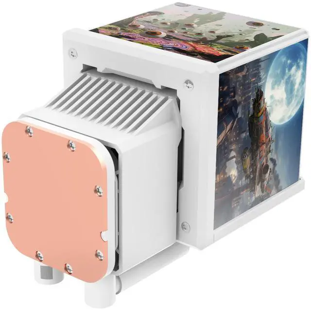 Alt view image 6 of 7 - Thermaltake MINECUBE 360 Ultra CPU Liquid Cooler; Intel/AMD Compatible; 3x120mm 500~2000rpm SWAFAN EX ARGB; 360mm Radiator; MAGForce 2.0. 4x 3.95" TFT LCD Screens; Swappable Fan Blades; TT LCD Screen Control; Snow; CL-W482-PL12SW-A