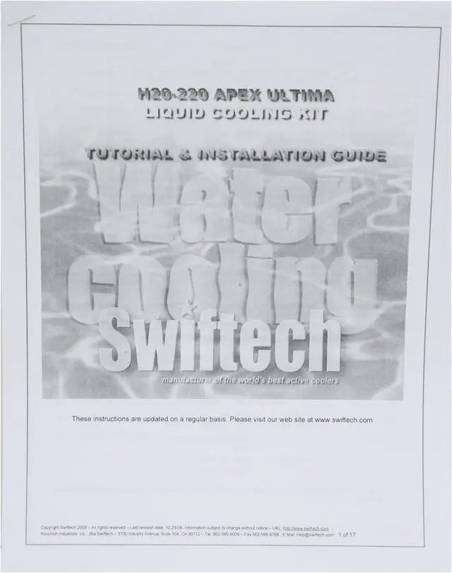 Alt view image 10 of 11 - Swiftech H20-220 Apex Ultima Extreme Duty CPU liquid cooling kit