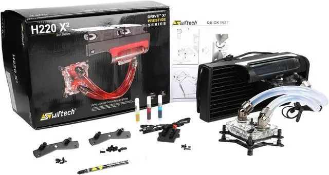 Alt view image 10 of 10 - Swiftech H220 X2 Prestige 2x120 mm Drive X2 Prestige AIO CPU Cooler