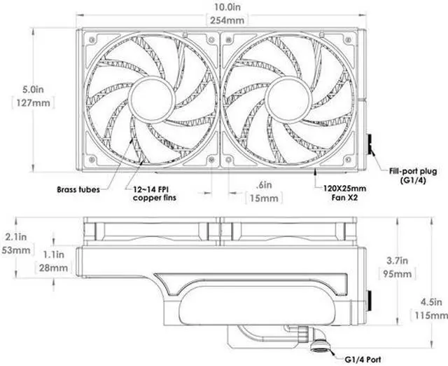 Alt view image 9 of 10 - Swiftech H220 X2 Prestige 2x120 mm Drive X2 Prestige AIO CPU Cooler