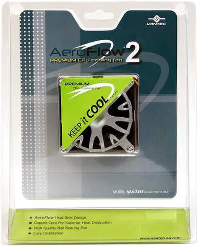Main image of Vantec AeroFlow 2 70mm Cooling Fan With Copper Core and 4-way Aluminum Fins for Socket 7/370/A(462) - Model VA4-7245