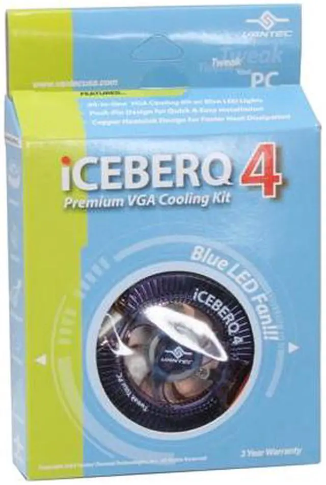 Alt view image 6 of 6 - Vantec Iceberq 4 Copper VGA Cooling Kit with LED Light - Model CCB-A4C