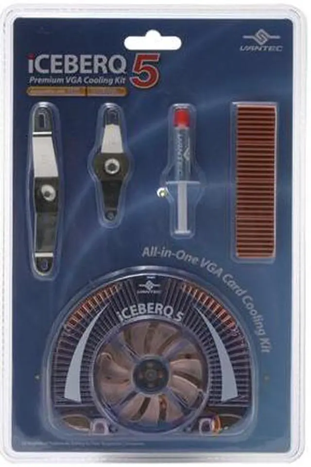 Alt view image 6 of 6 - Vantec Iceberq 5 Copper VGA Cooling Kit with Blue LED Fan - Model CCB-A5C