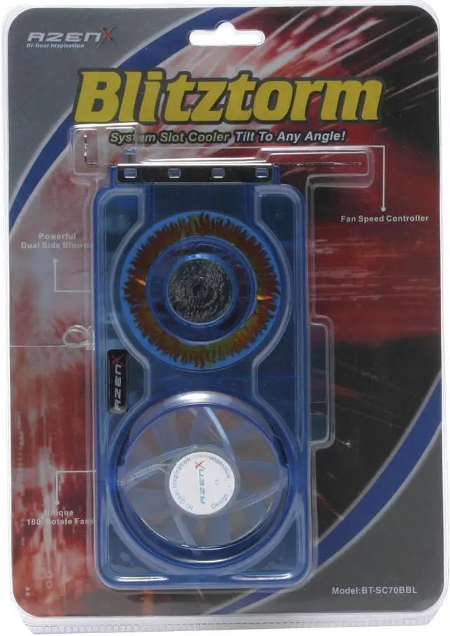 Alt view image 5 of 5 - AzenX Blitztorm BT-SC70BBL 70mm Red LED Blitztorm System Slot Cooler