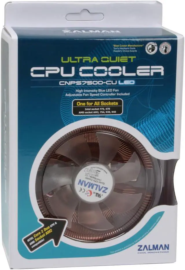 Alt view image 9 of 9 - ZALMAN CNPS 7500 Cu LED 110mm 2 Ball CPU Cooler