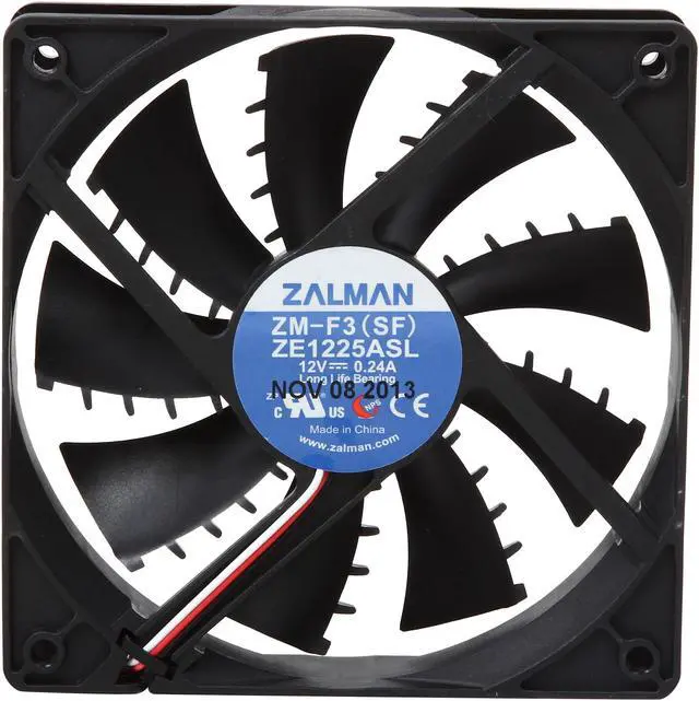 Alt view image 4 of 5 - Zalman Ultra Quiet Fan Series F3 (SF) Plus (SF) 120mm case fan w/ Shark-fin blade, Long Life (EBR) bearing, minimal noise and vibration, comes with silicon mounting pins.
