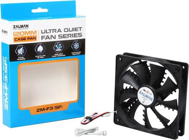 Alt view image 5 of 5 - Zalman Ultra Quiet Fan Series F3 (SF) Plus (SF) 120mm case fan w/ Shark-fin blade, Long Life (EBR) bearing, minimal noise and vibration, comes with silicon mounting pins.