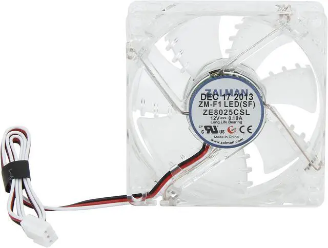 Alt view image 4 of 5 - Zalman Ultra Quiet Fan Series F1 LED (SF) 80mm case fan w/ Shark-fin blade, Blue LED, Long Life (EBR) bearing, minimal noise and vibration, comes with silicon mounting pins.