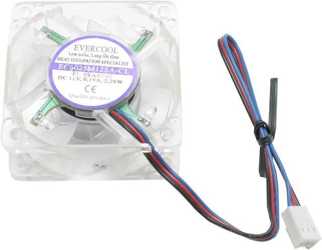 Main image of EVERCOOL FAN-LD6025B-EC2 60mm Blue LED Crystal Blue LED Light Case Fan