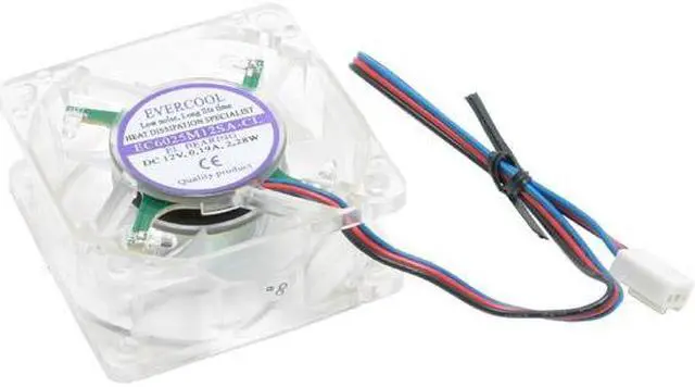 Alt view image 2 of 6 - EVERCOOL FAN-LD6025B-EC2 60mm Blue LED Crystal Blue LED Light Case Fan