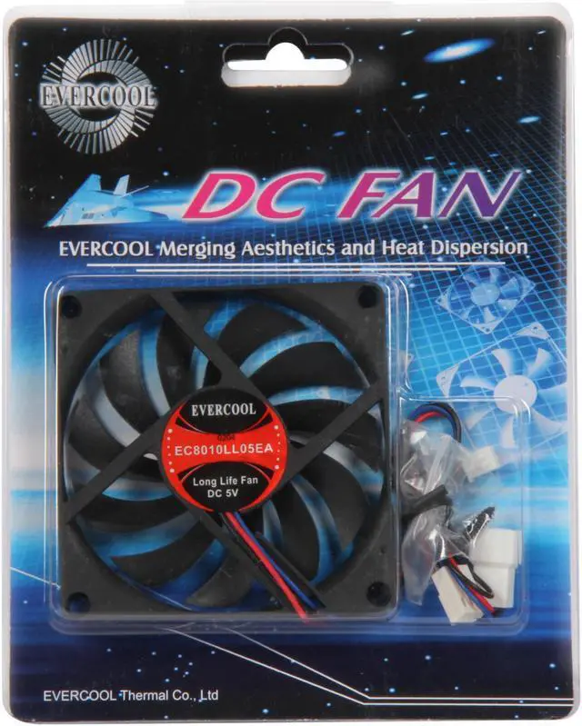 Alt view image 5 of 5 - EVERCOOL FAN-EC8010LL05E 80x80x10mm Low Speed Fan