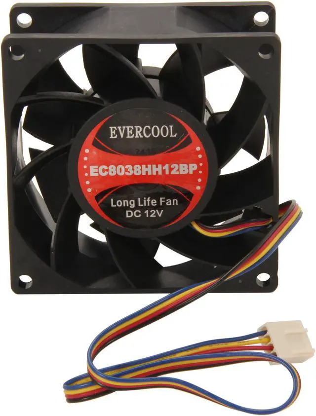 Alt view image 4 of 6 - EVERCOOL EC8038HH12BP 80mm Dual Ball bearing 4 Pin PWM fan, Long life bearing, Low noise & high airflow, Low pollution