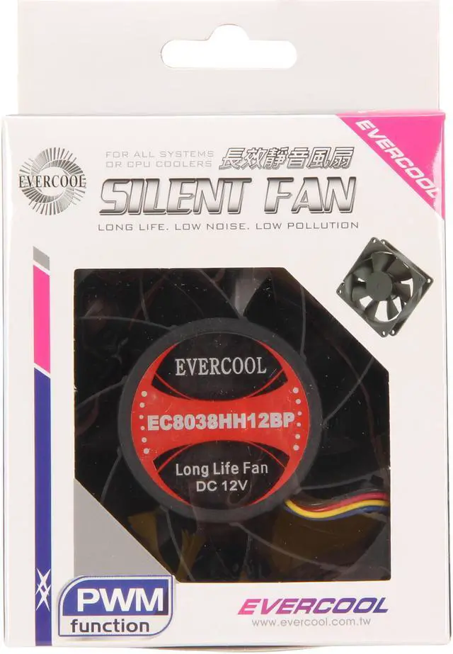 Alt view image 6 of 6 - EVERCOOL EC8038HH12BP 80mm Dual Ball bearing 4 Pin PWM fan, Long life bearing, Low noise & high airflow, Low pollution