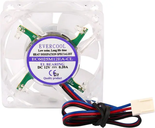 Alt view image 4 of 5 - EVERCOOL FAN-LD6025B-EC4 60mm Red LED Case Fan