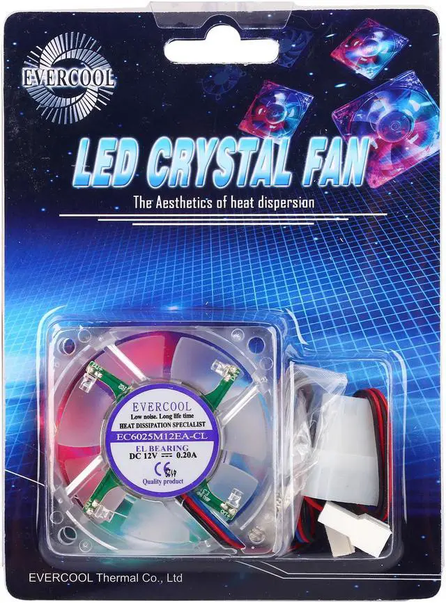 Alt view image 5 of 5 - EVERCOOL FAN-LD6025B-EC4 60mm Red LED Case Fan
